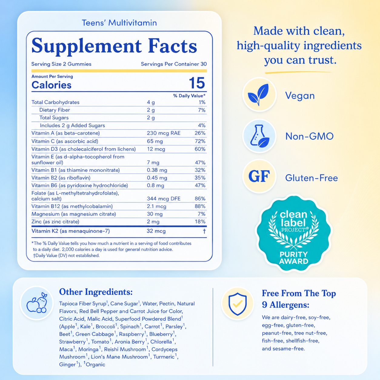 Teens/kids Daily  Supercharge Multi + Superfoods